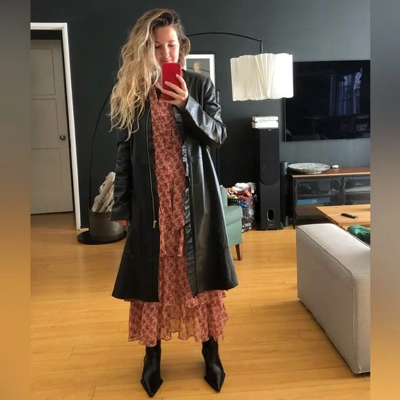 Exclusive Limited Edition Leather Ruffled Coat/dress.